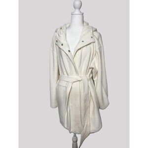 NWT Stoosh Hooded Wrap Coat Women XL Belted Minimalist Chic Fall Winter Jacket